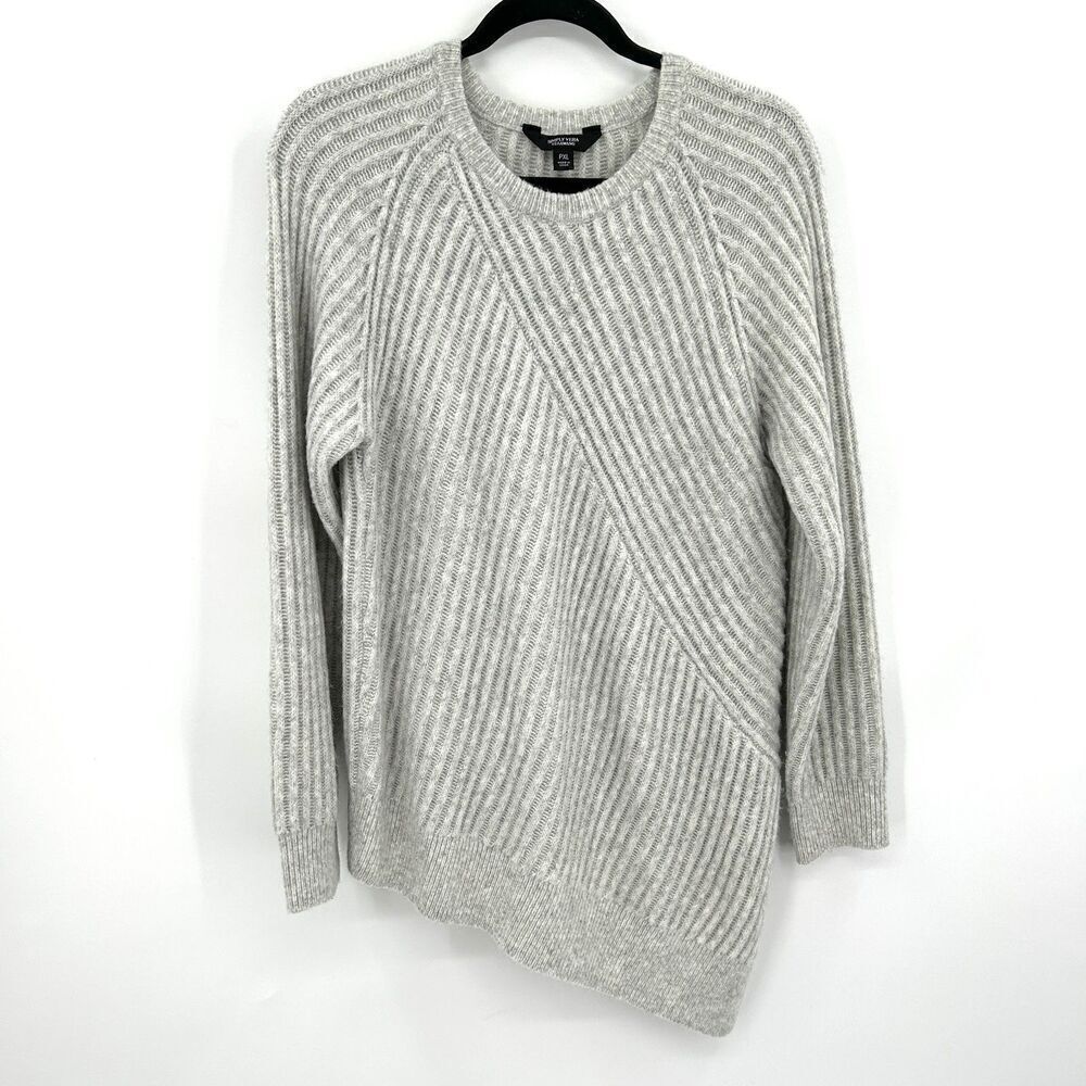 VERA WANG Simply Gray Ribbed Super Soft Asymmetrical Sweater Size Petite XL
